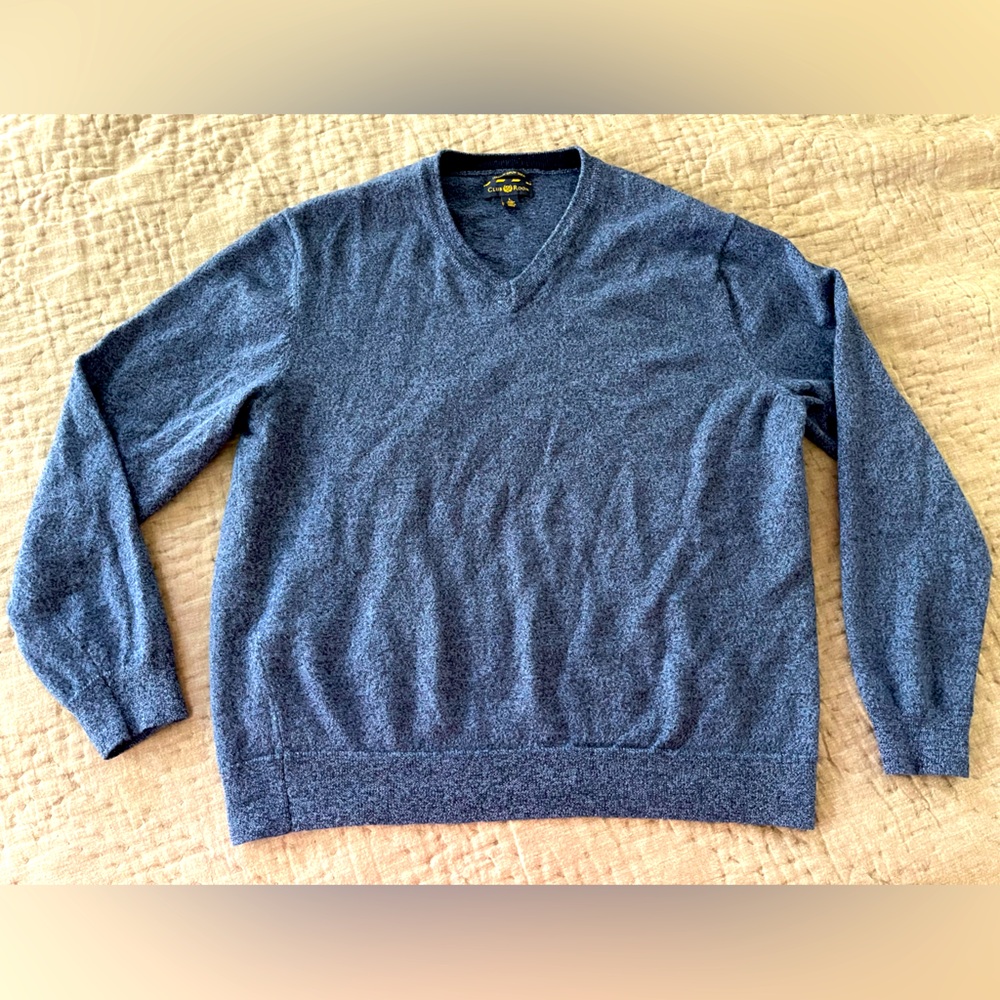 Club Room men’s blue Italian spun merino wool blend pullover sweater size large